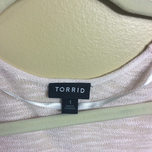Torrid 1 lightweight pink open cardigan. 1X - Picture 4 of 6